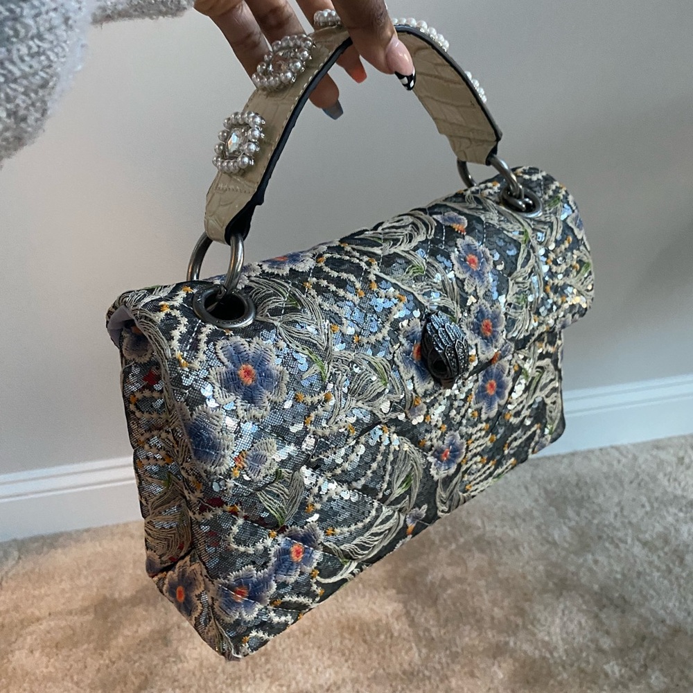 Kurt Geiger Embellished Shoulder Bag with Floral Embroidery
